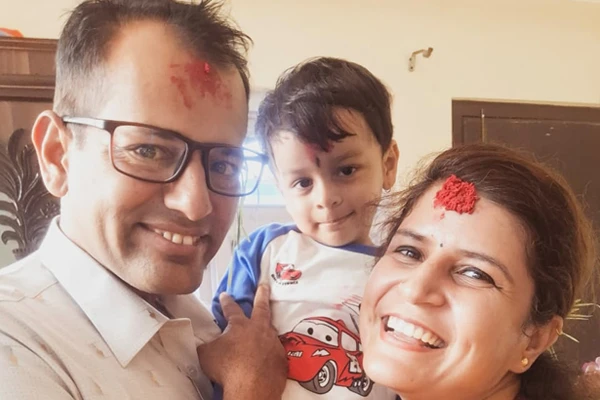 Family celebrating Dashain in Nepal