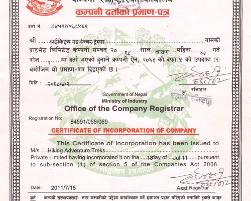 Company registration certi