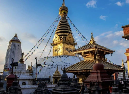 Swayambhunath Stupa Visit during Kathmandu Pokhara and Bandipur Tour